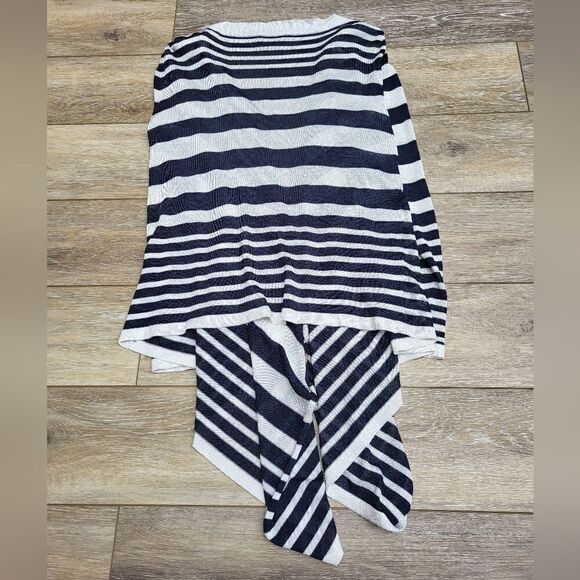 Luisa Spagnoli open cardigan Cascade asymmetrical, navy & white striped - Picture 8 of 8